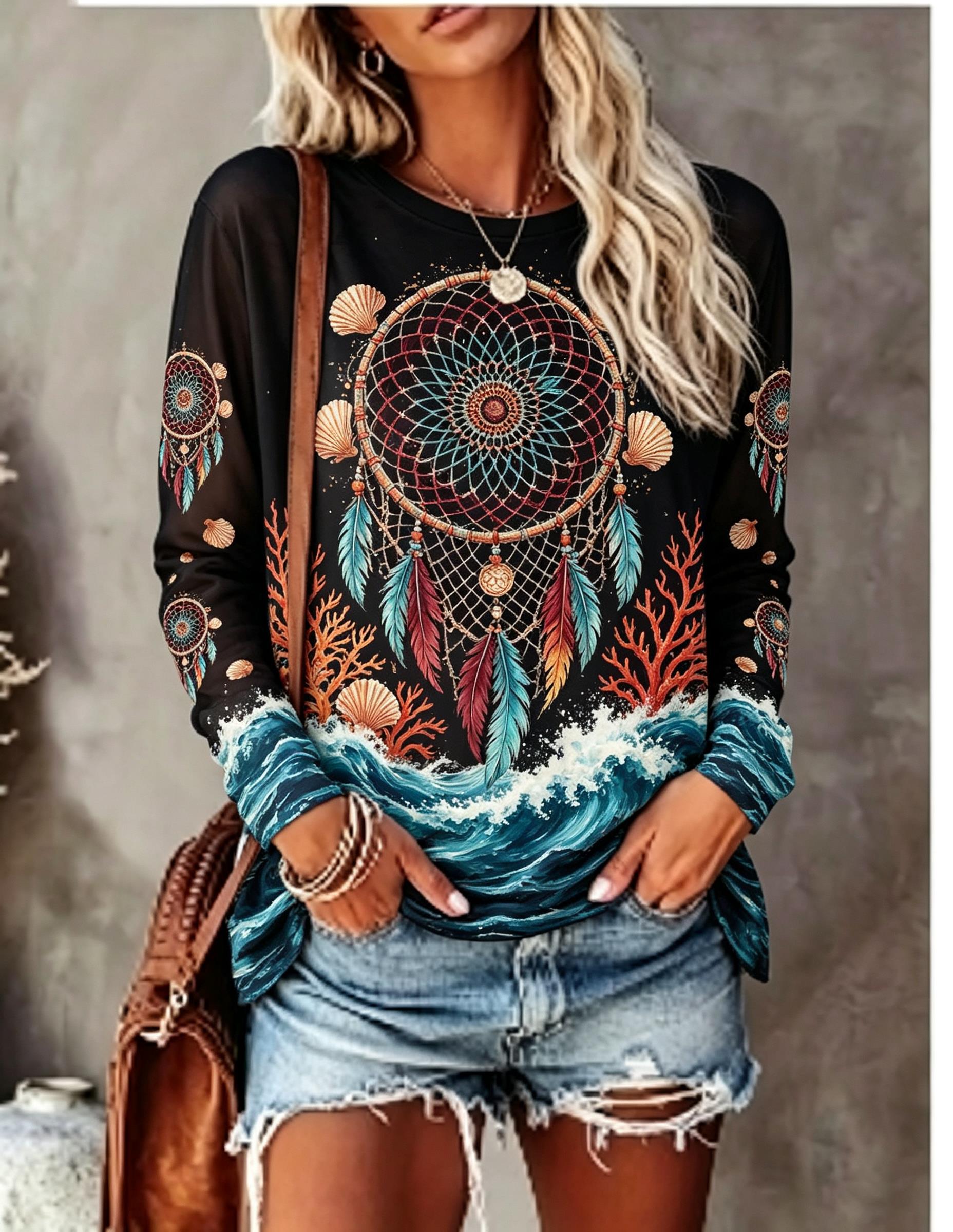 Shelly - Camiseta de manga comprida com gola